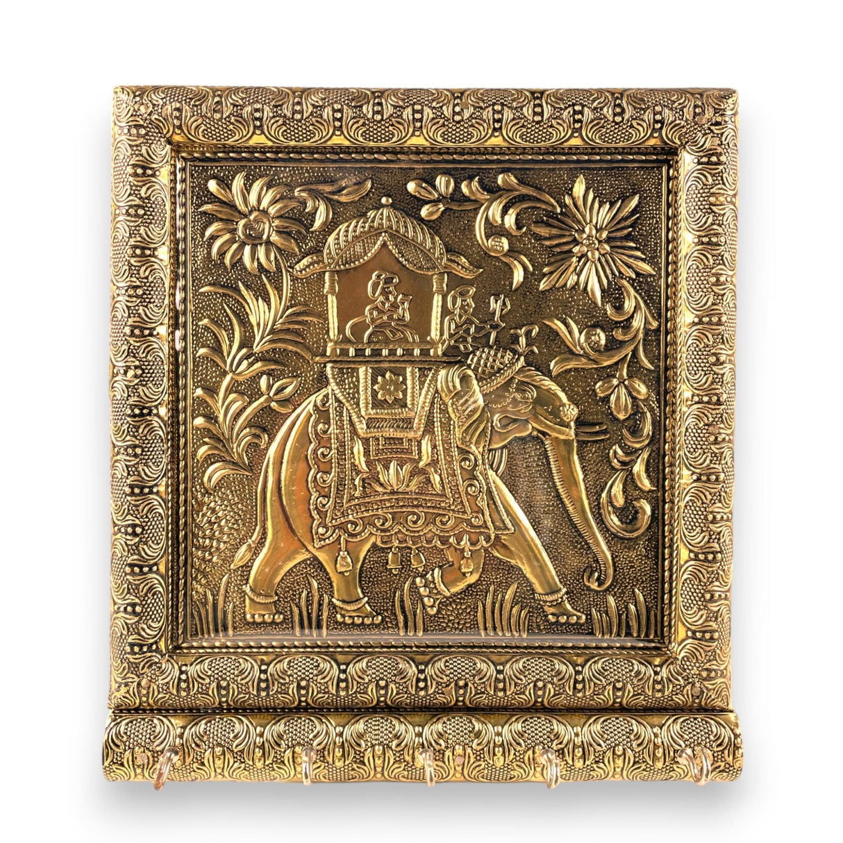 Key Holder Wall Décor Elephant Design Key Hooks for Wall Hanging Hand Crafted Decorative Showpiece Key Organizer Home Decor Wall Mounted 5 Hooks for Entryway Living Room Housewarming Gift - LoveNspire