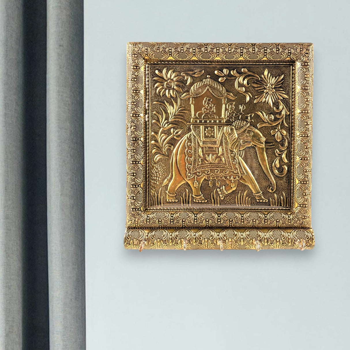 Key Holder Wall Décor Elephant Design Key Hooks for Wall Hanging Hand Crafted Decorative Showpiece Key Organizer Home Decor Wall Mounted 5 Hooks for Entryway Living Room Housewarming Gift - LoveNspire