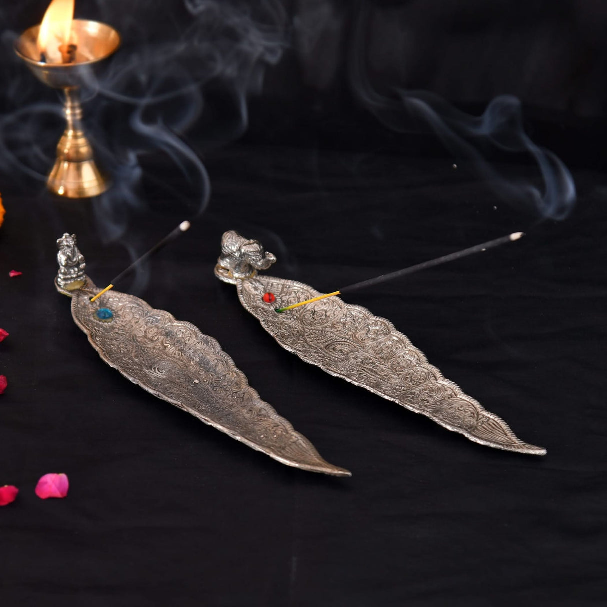 Elephant Leaf Incense Stick and Cone Holder Unique Design Incense Burner Agarbatti Ash Catcher Goodluck Gift Mess Free Incense Holder for House Ofice Housewarming Gift - LoveNspire