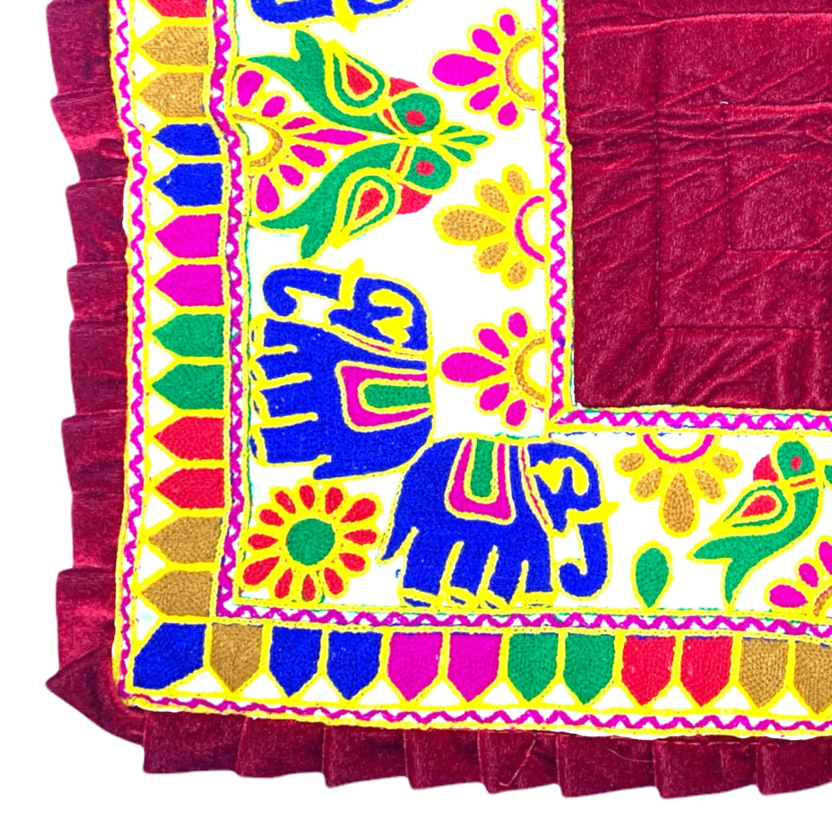 Elephant Pooja Aasan Rug Velvet Prayer Mat Meditation Multipurpose Aasan for Ganesh Pooja Diwali Pooja Mandir and Festive Decor Diwali Decoration Housewarming Gift - LoveNspire