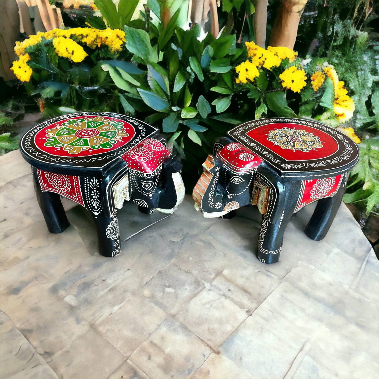 Elephant Stool, Home Decor Stool, Indian Home Decor, Living Room Decor, Painted Stool, Traditional Table, Indian Decoration - LoveNspire