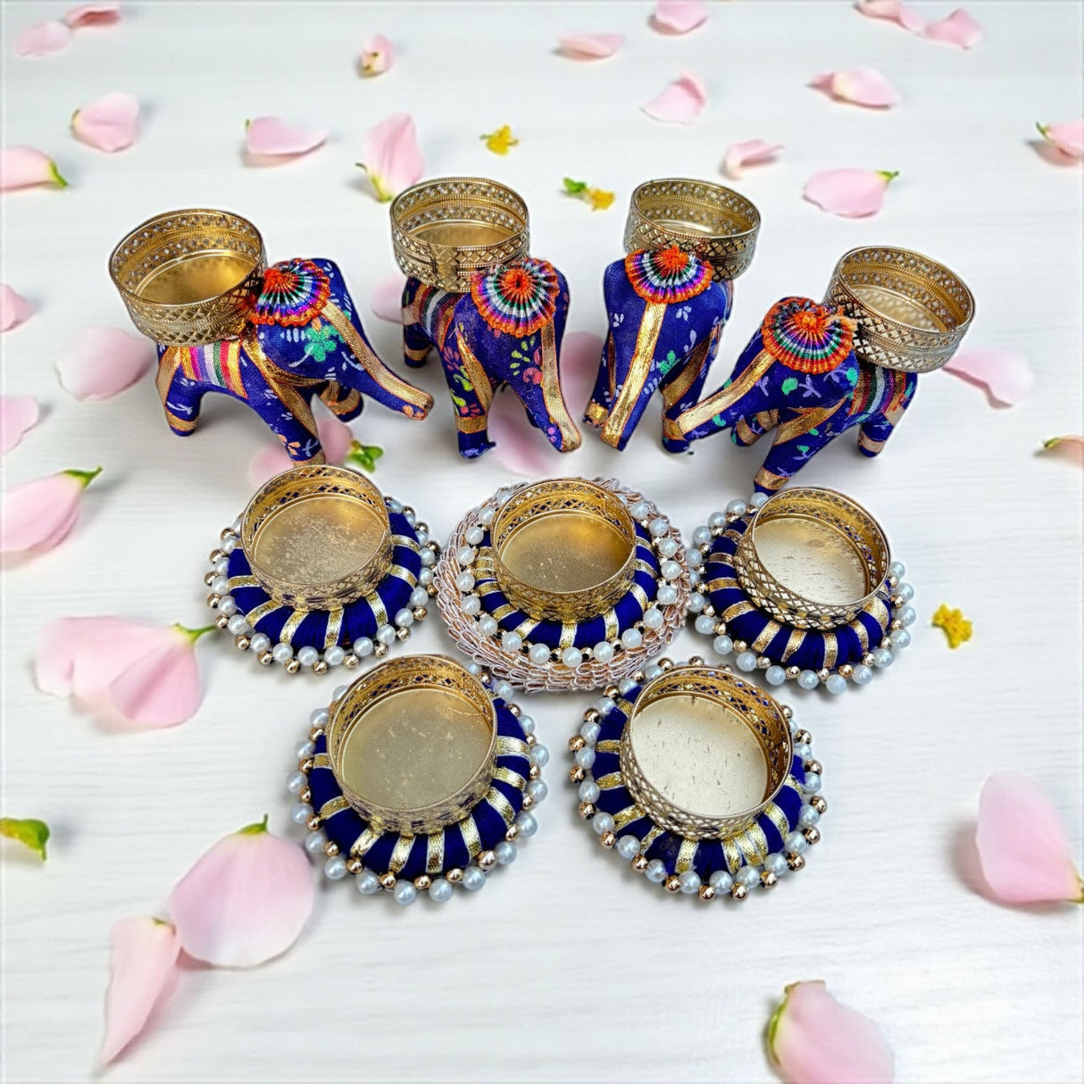Decorative elephant and tealight candle holders for Diwali Christmas Thanksgiving decor