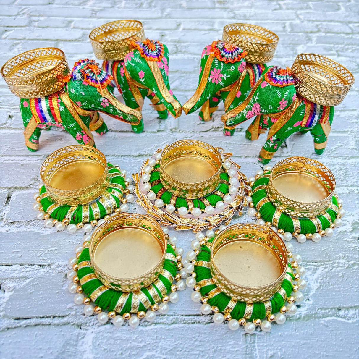 Elephant Tealight Rangoli Candle Holders Festival of Light Decorative Candle Stand for Diwali Christmas Thanksgiving Housewarming Gift T-light Holder for Centerpiece Dining Table Home Decor - LoveNspire