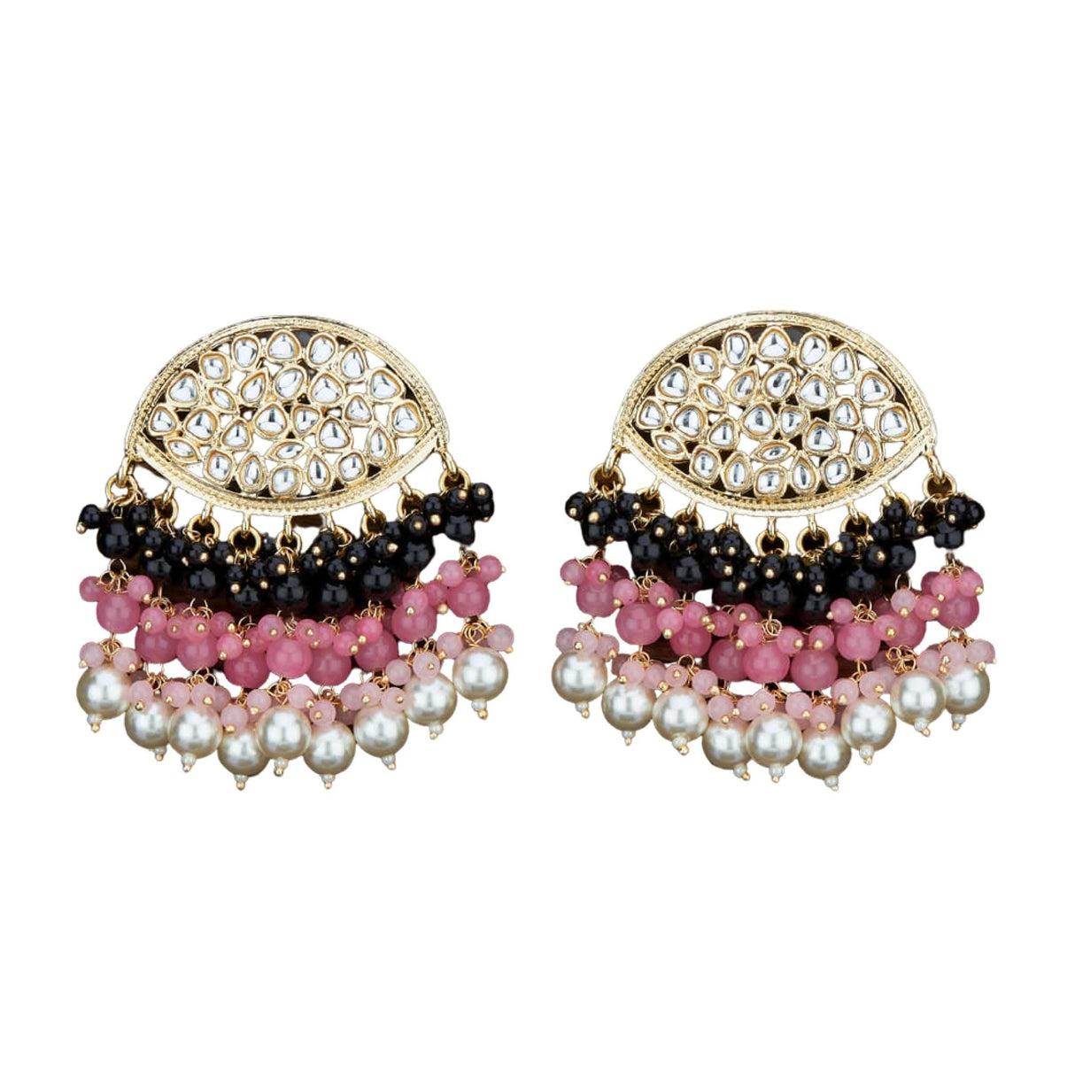 Indian Jhumka Earrings for Women - Large Indian Jhumki Ethnic Chandbali Earrings Faux Kundan & Pearl Beaded Bollywood Style Dangle Earring Jewelry for Bride | Birthday Gift for Her - LoveNspire