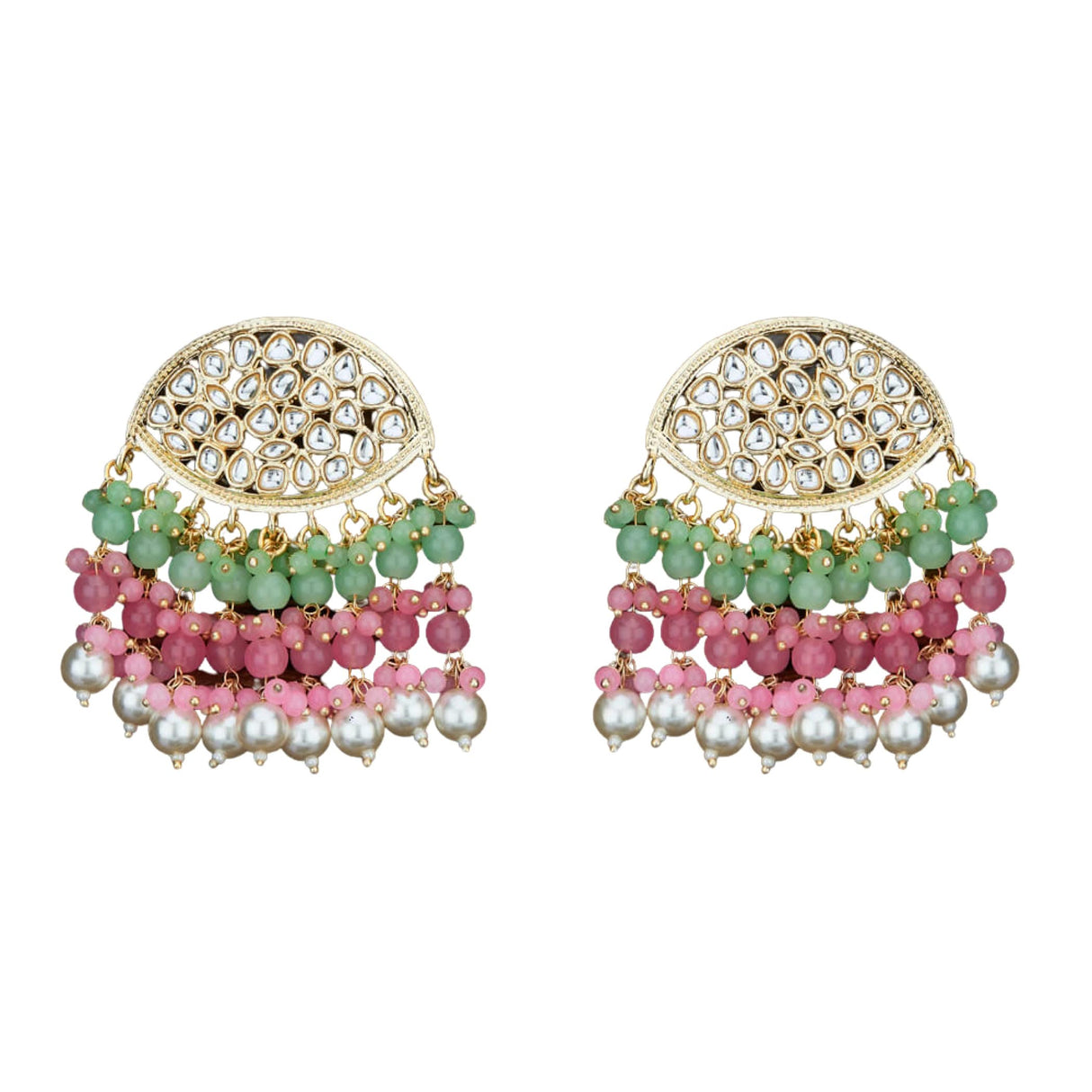 Indian Jhumka Earrings for Women - Large Indian Jhumki Ethnic Chandbali Earrings Faux Kundan & Pearl Beaded Bollywood Style Dangle Earring Jewelry for Bride | Birthday Gift for Her - LoveNspire