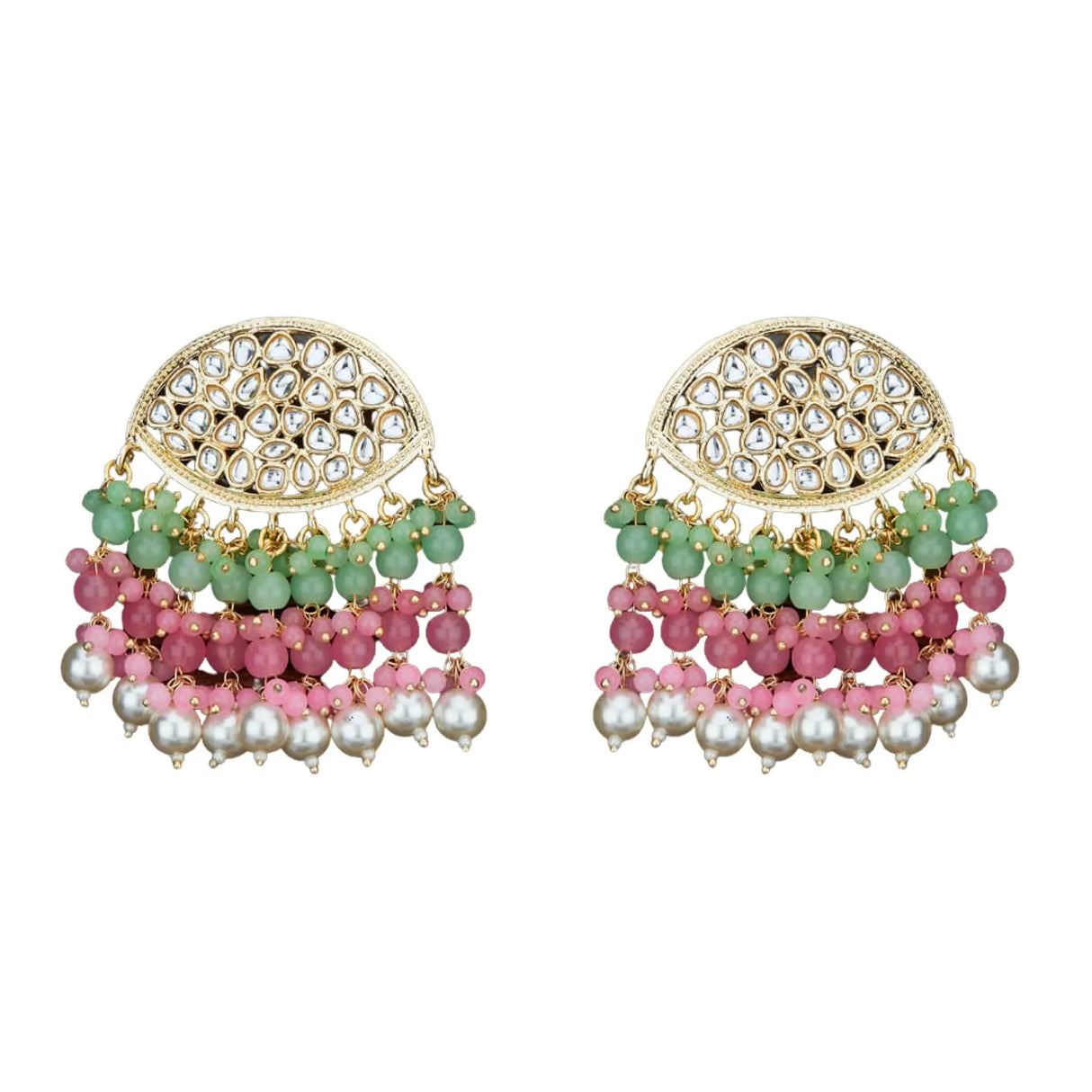 Indian Jhumka Earrings for Women - Large Indian Jhumki Ethnic Chandbali Earrings Faux Kundan & Pearl Beaded Bollywood Style Dangle Earring Jewelry for Bride | Birthday Gift for Her - LoveNspire