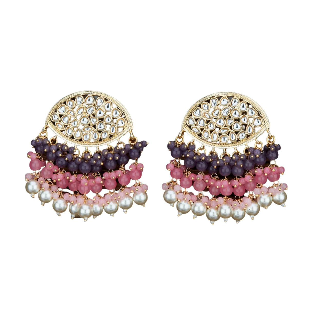 Indian Jhumka Earrings for Women - Large Indian Jhumki Ethnic Chandbali Earrings Faux Kundan & Pearl Beaded Bollywood Style Dangle Earring Jewelry for Bride | Birthday Gift for Her - LoveNspire