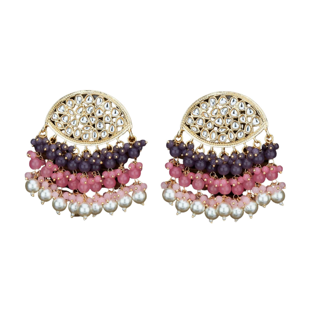 Indian Jhumka Earrings for Women - Large Indian Jhumki Ethnic Chandbali Earrings Faux Kundan & Pearl Beaded Bollywood Style Dangle Earring Jewelry for Bride | Birthday Gift for Her - LoveNspire