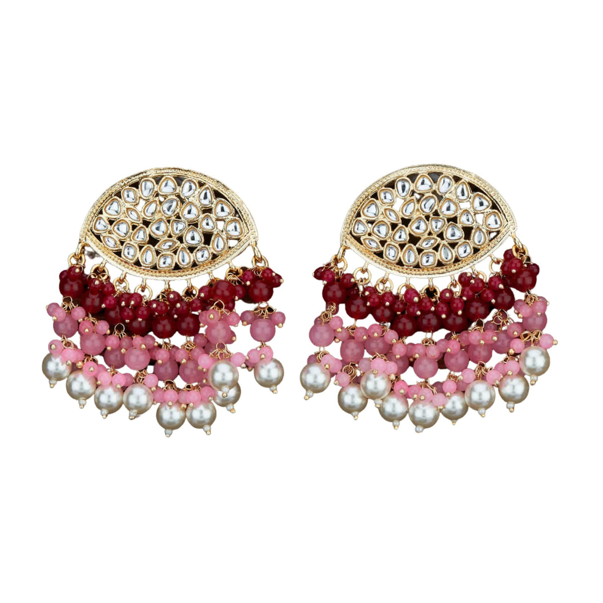 Indian Jhumka Earrings for Women - Large Indian Jhumki Ethnic Chandbali Earrings Faux Kundan & Pearl Beaded Bollywood Style Dangle Earring Jewelry for Bride | Birthday Gift for Her - LoveNspire