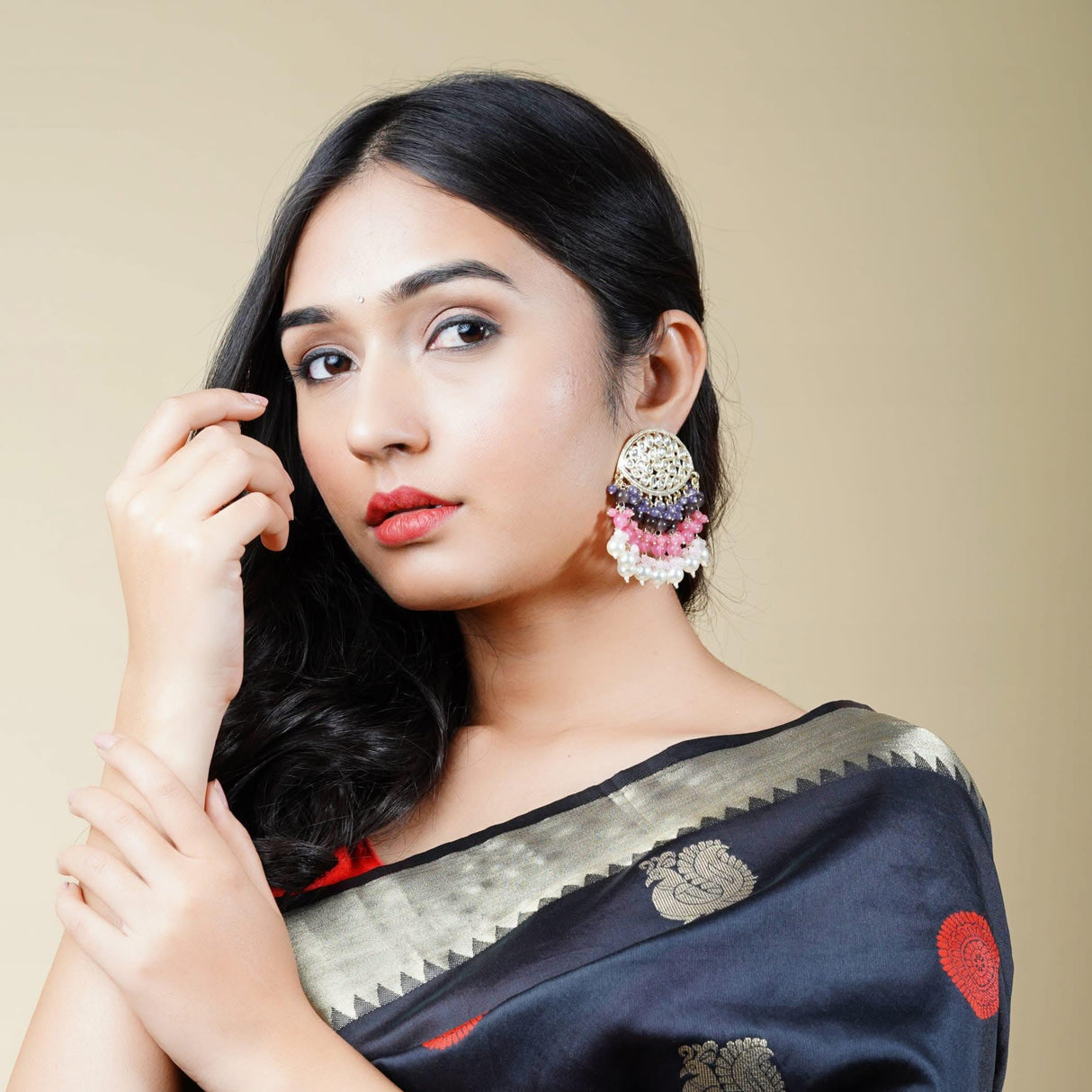 Indian Jhumka Earrings for Women - Large Indian Jhumki Ethnic Chandbali Earrings Faux Kundan & Pearl Beaded Bollywood Style Dangle Earring Jewelry for Bride | Birthday Gift for Her - LoveNspire