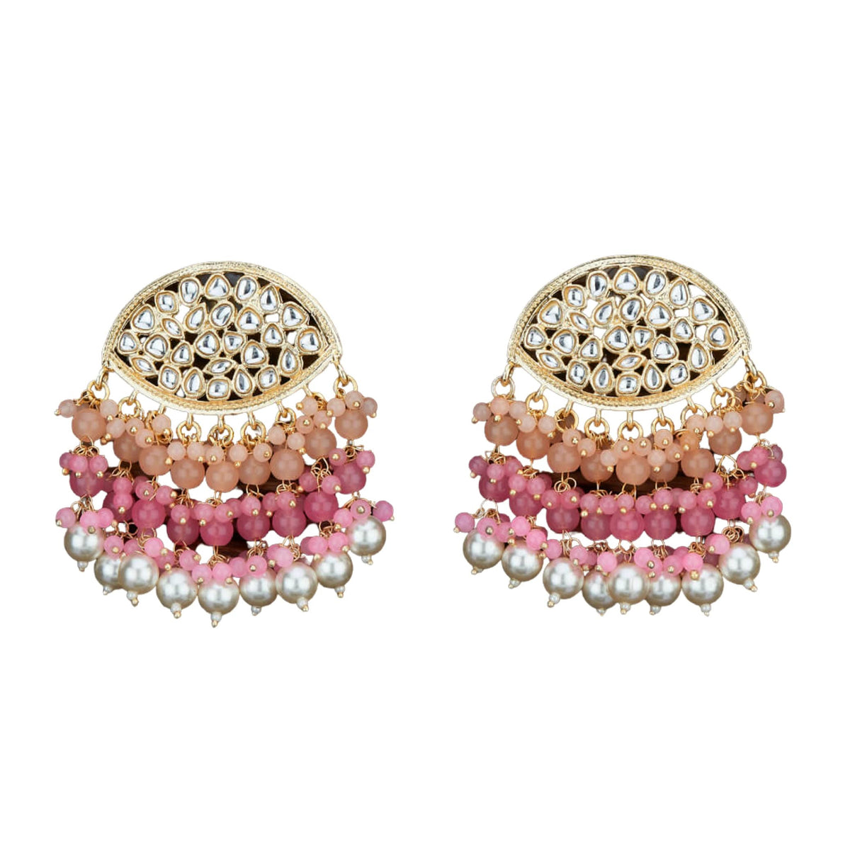 Indian Jhumka Earrings for Women - Large Indian Jhumki Ethnic Chandbali Earrings Faux Kundan & Pearl Beaded Bollywood Style Dangle Earring Jewelry for Bride | Birthday Gift for Her - LoveNspire