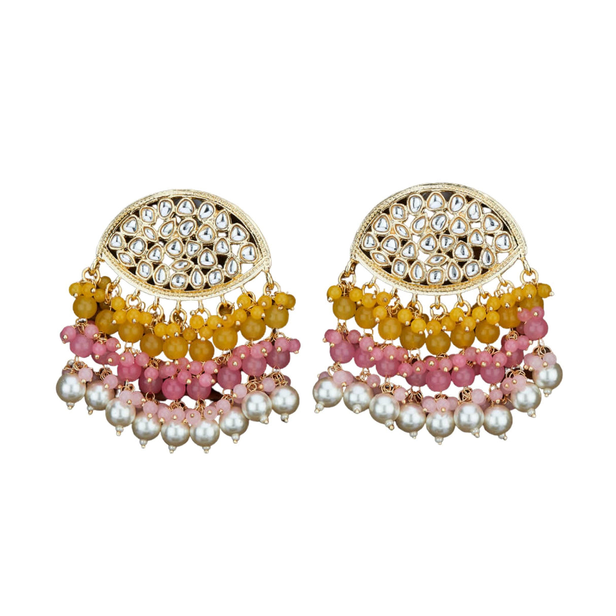 Indian Jhumka Earrings for Women - Large Indian Jhumki Ethnic Chandbali Earrings Faux Kundan & Pearl Beaded Bollywood Style Dangle Earring Jewelry for Bride | Birthday Gift for Her - LoveNspire