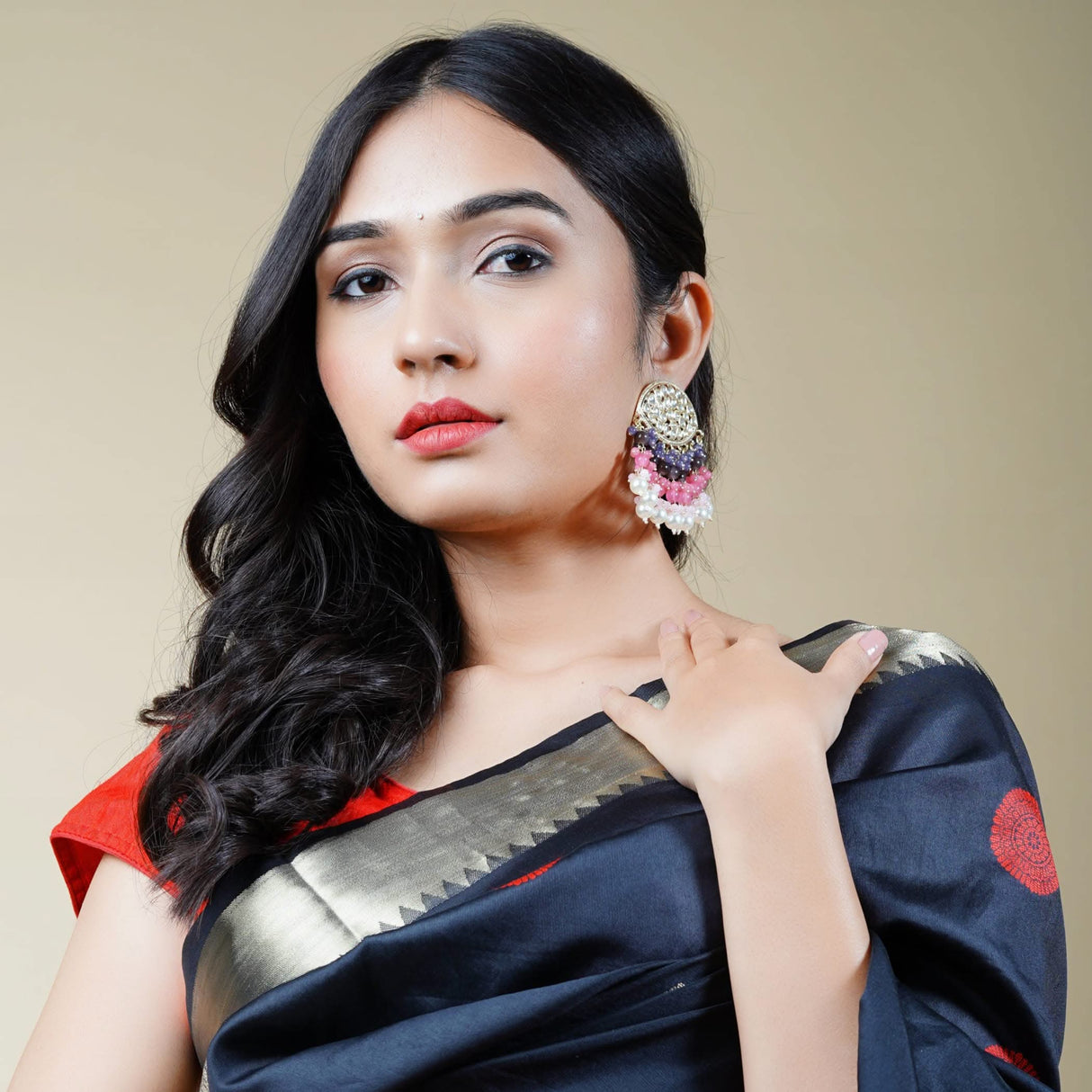 Indian Jhumka Earrings for Women - Large Indian Jhumki Ethnic Chandbali Earrings Faux Kundan & Pearl Beaded Bollywood Style Dangle Earring Jewelry for Bride | Birthday Gift for Her - LoveNspire