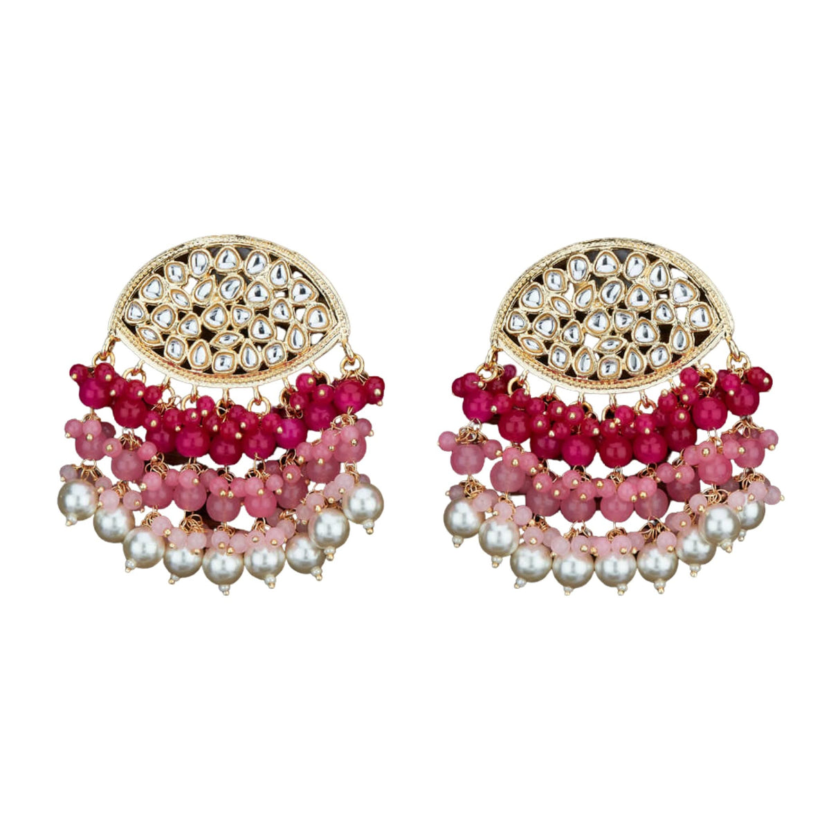 Indian Jhumka Earrings for Women - Large Indian Jhumki Ethnic Chandbali Earrings Faux Kundan & Pearl Beaded Bollywood Style Dangle Earring Jewelry for Bride | Birthday Gift for Her - LoveNspire