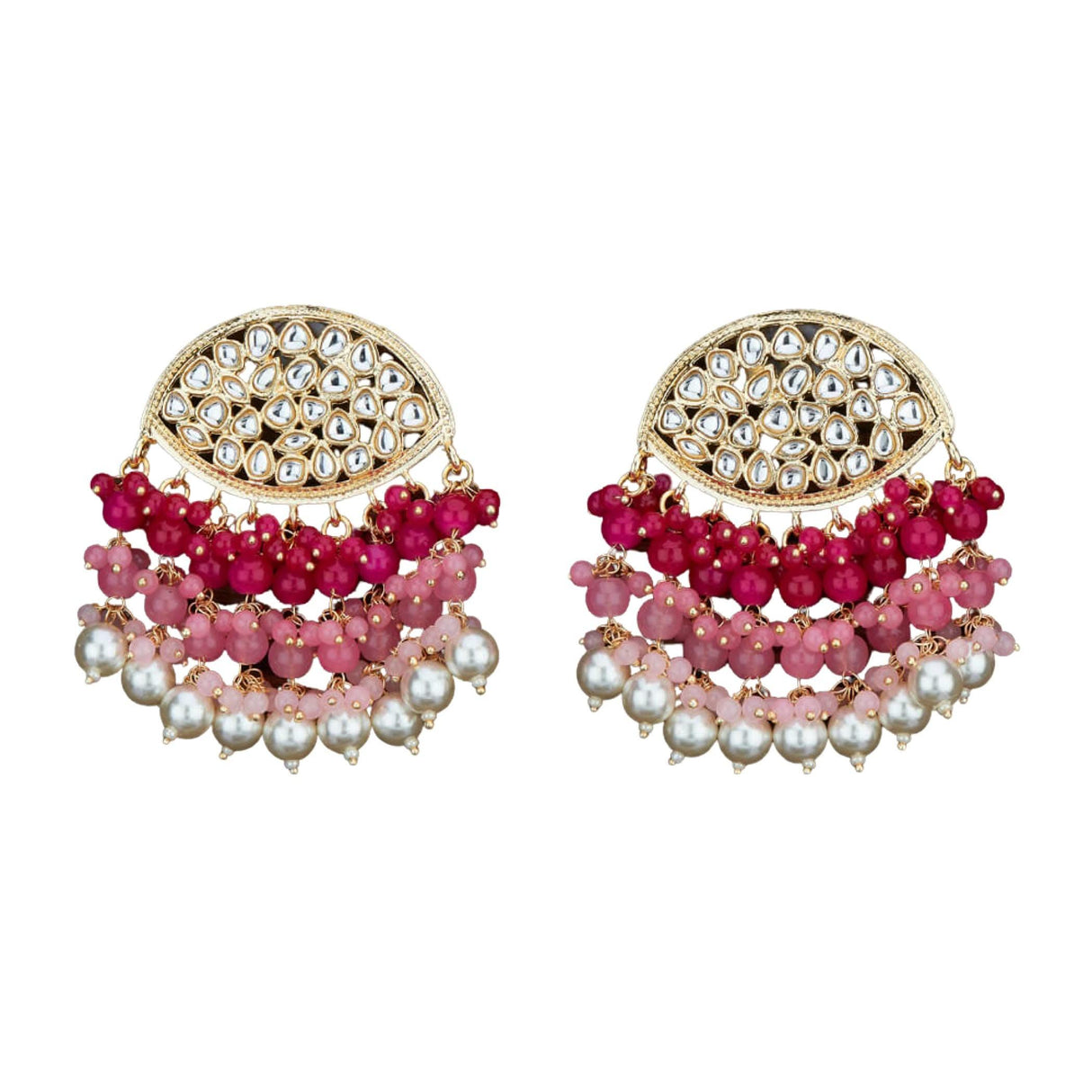 Indian Jhumka Earrings for Women - Large Indian Jhumki Ethnic Chandbali Earrings Faux Kundan & Pearl Beaded Bollywood Style Dangle Earring Jewelry for Bride | Birthday Gift for Her - LoveNspire