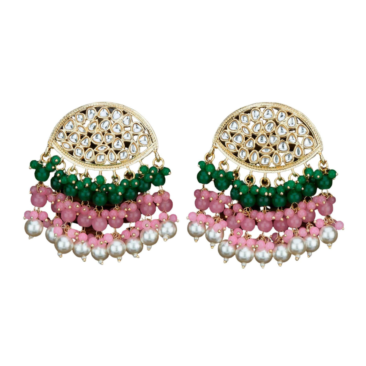 Indian Jhumka Earrings for Women - Large Indian Jhumki Ethnic Chandbali Earrings Faux Kundan & Pearl Beaded Bollywood Style Dangle Earring Jewelry for Bride | Birthday Gift for Her - LoveNspire