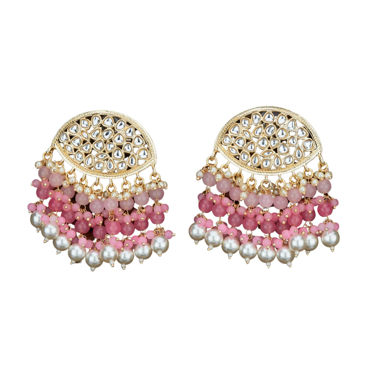 Indian Jhumka Earrings for Women - Large Indian Jhumki Ethnic Chandbali Earrings Faux Kundan & Pearl Beaded Bollywood Style Dangle Earring Jewelry for Bride | Birthday Gift for Her - LoveNspire