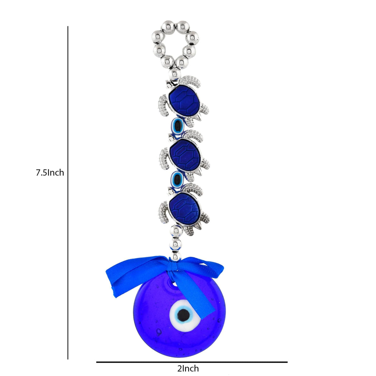 Blue evil eye charm with tortoise accents for good luck decor in home or car