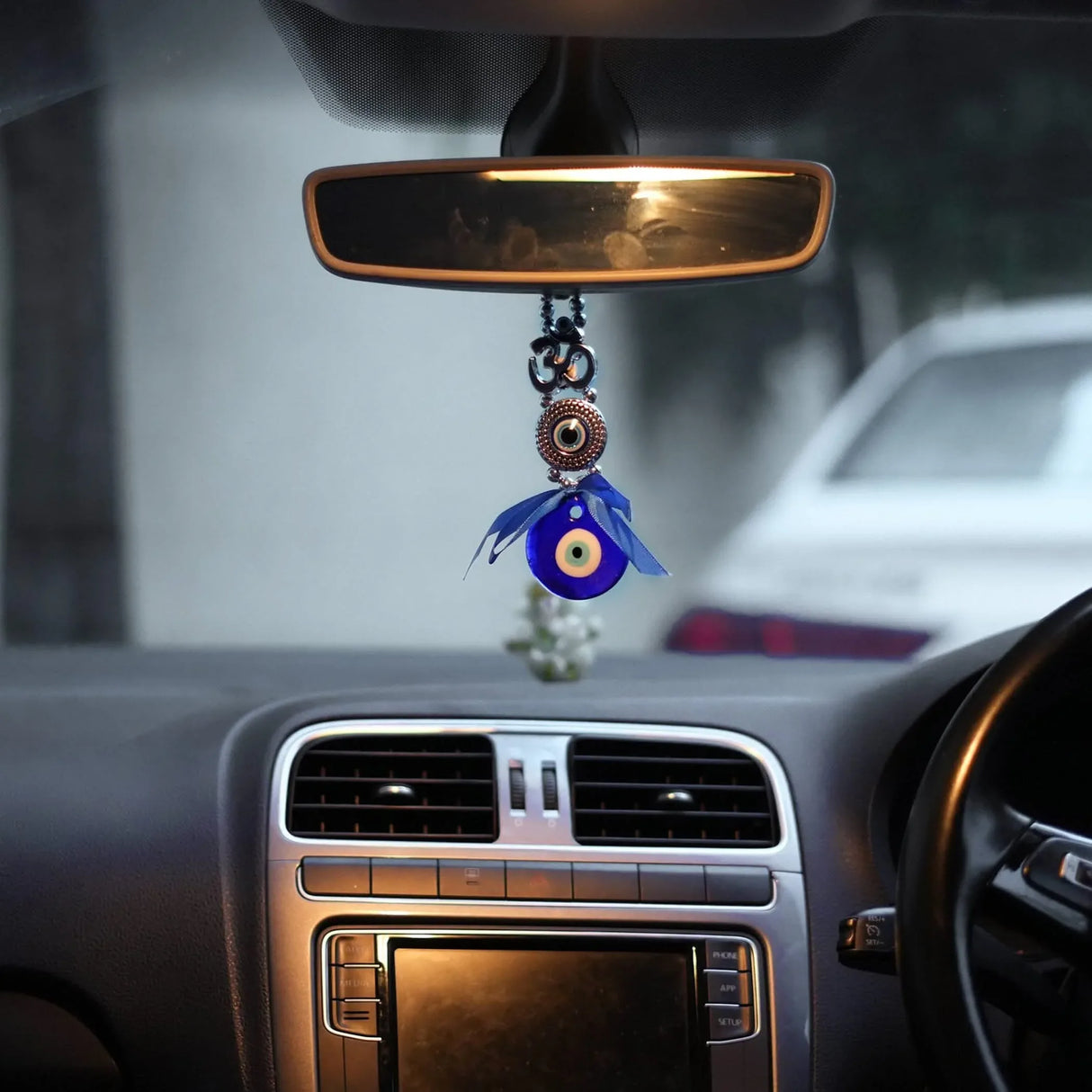 Evil Eye Hanging Decoration Om Design Evil Eye Decor for Living Room Bedroom Office Car Hanging Turkish Nazar Amulet Door Wall Hanging Ornament for Good Luck Pendant Charm Gift (6 Inch) - LoveNspire