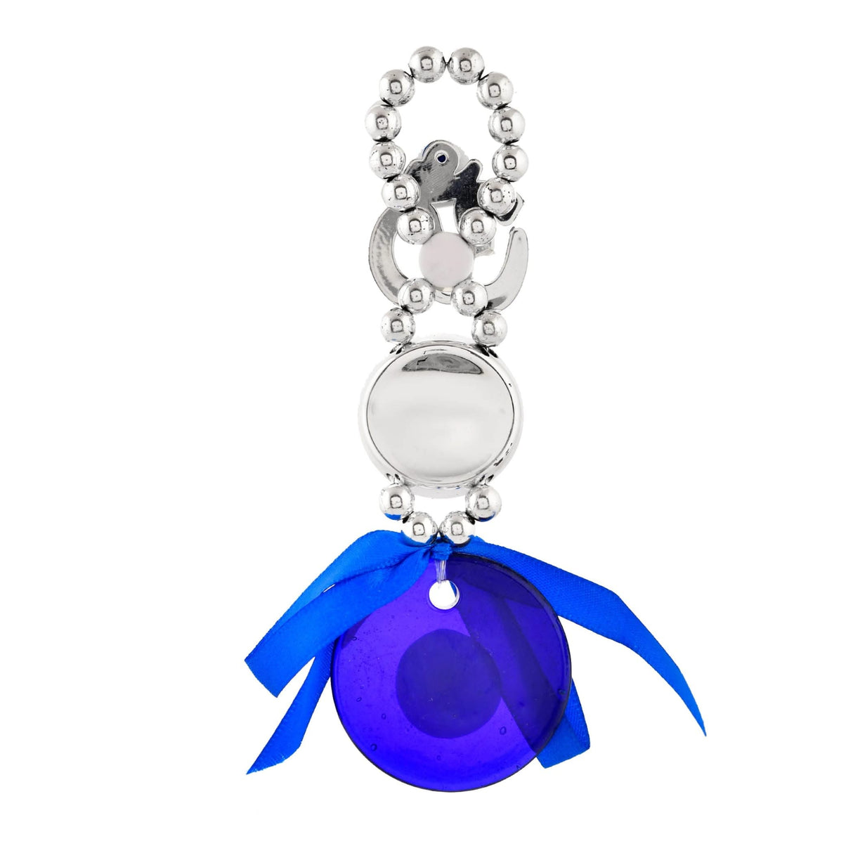 Silver and blue evil eye charm hanging decoration for good luck and protection