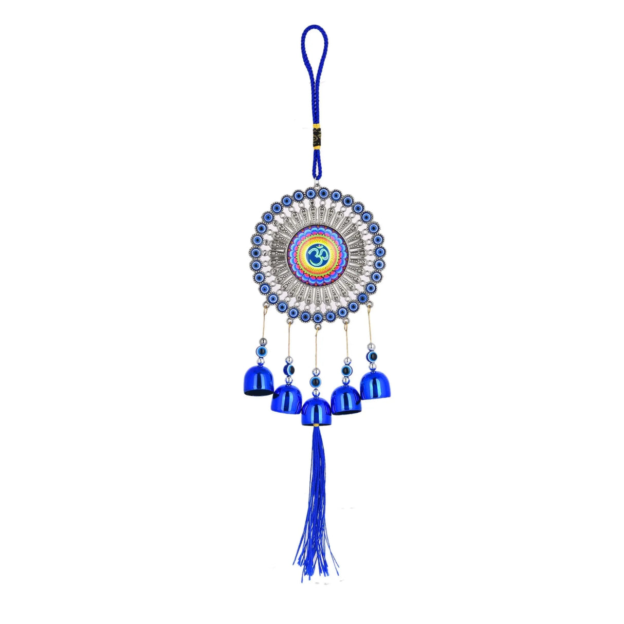 Evil Eye Chime Hanging Decoration OM Hand Evil Eye Decor for Living Room Home Office Car Hanging Turkish Nazar Amulet Door Wall Hanging Ornament - Protection Good Luck Charm Gift (13 Inch) - LoveNspire