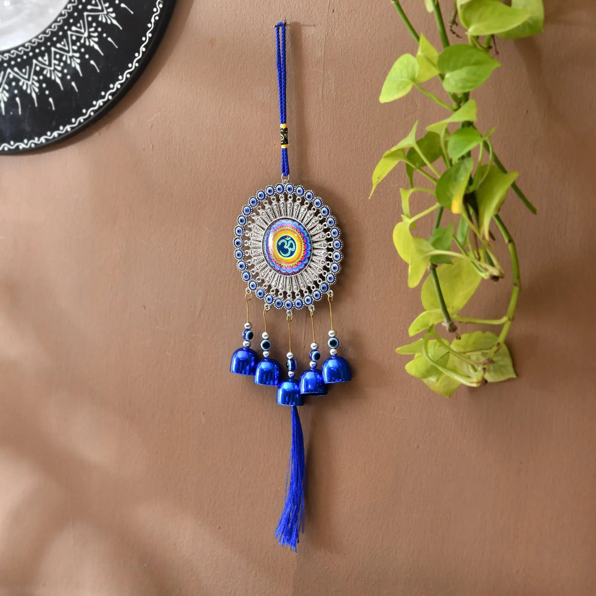 Evil Eye Chime Hanging Decoration OM Hand Evil Eye Decor for Living Room Home Office Car Hanging Turkish Nazar Amulet Door Wall Hanging Ornament - Protection Good Luck Charm Gift (13 Inch) - LoveNspire