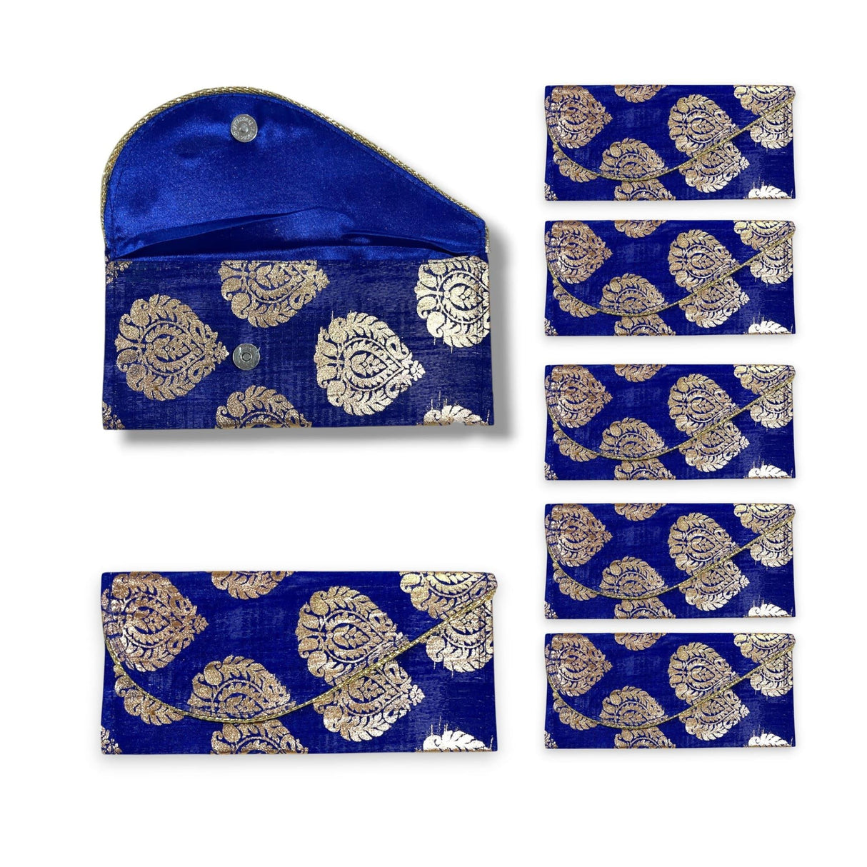 Pack of 5 Brocade Fabric Money Envelopes for Cash Decorative Shagun Lifafa Gift Card Holder Lucky Cash Currency Holder Magnetic Tip Envelopes Wedding Diwali Gift - LoveNspire