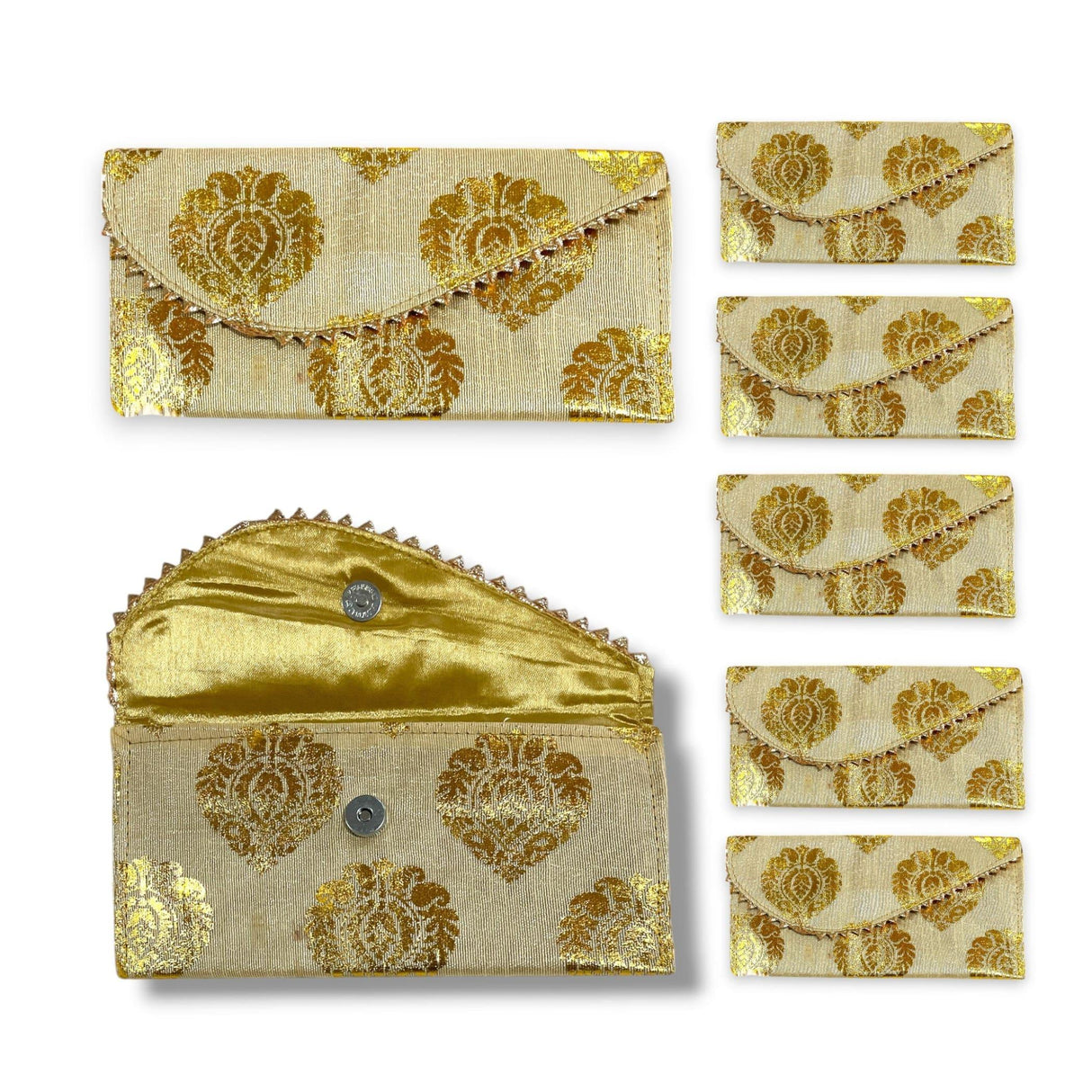 Pack of 5 Brocade Fabric Money Envelopes for Cash Decorative Shagun Lifafa Gift Card Holder Lucky Cash Currency Holder Magnetic Tip Envelopes Wedding Diwali Gift - LoveNspire