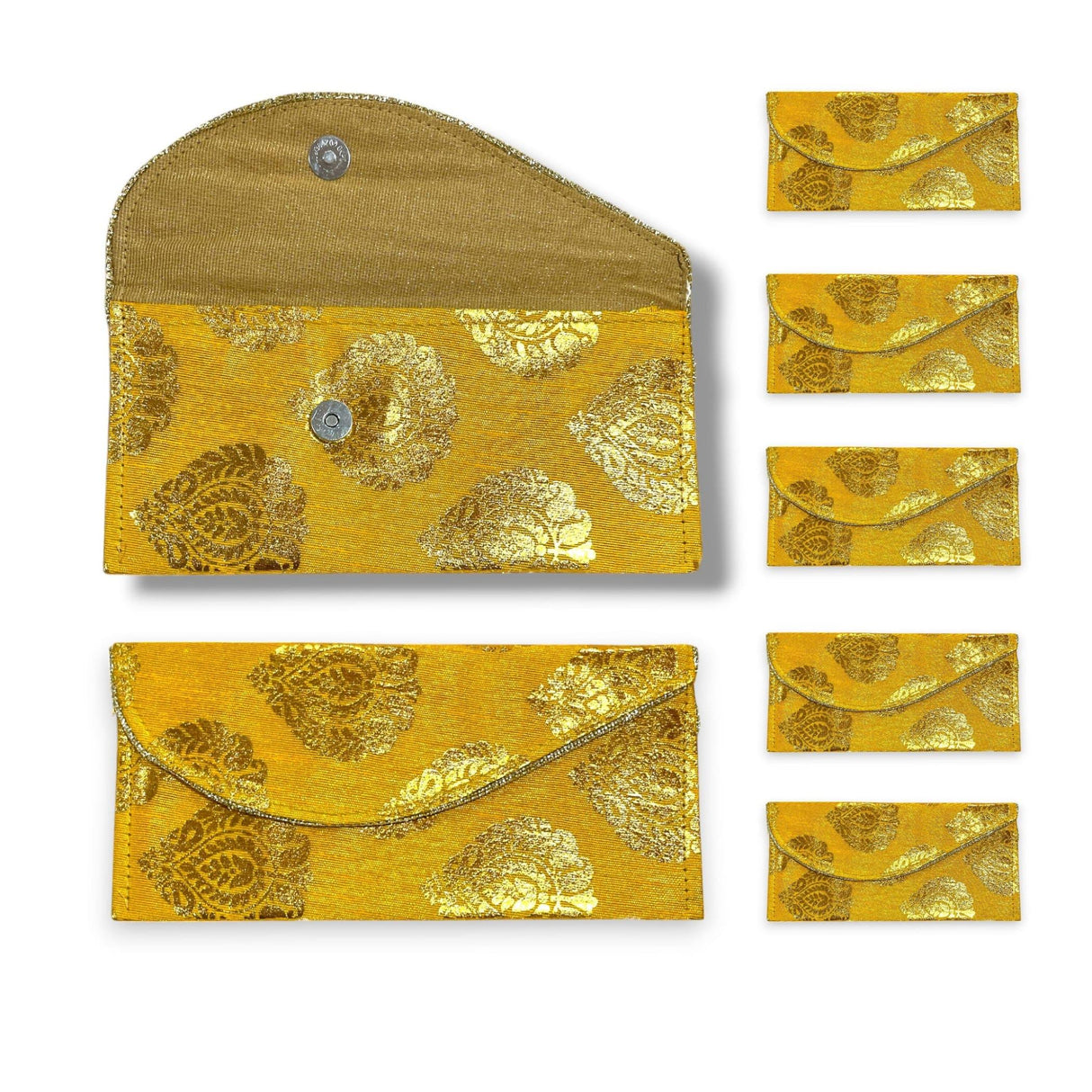 Pack of 5 Brocade Fabric Money Envelopes for Cash Decorative Shagun Lifafa Gift Card Holder Lucky Cash Currency Holder Magnetic Tip Envelopes Wedding Diwali Gift - LoveNspire