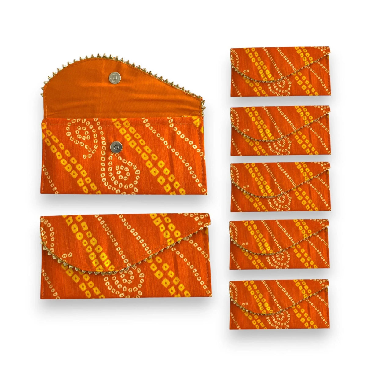 Pack of 5 Money Envelopes for Cash Decorative Bandhani Fabric Shagun Lifafa Gift Card Holder Lucky Cash Currency Holder Magnetic Tip Envelopes Wedding Diwali Gift - LoveNspire