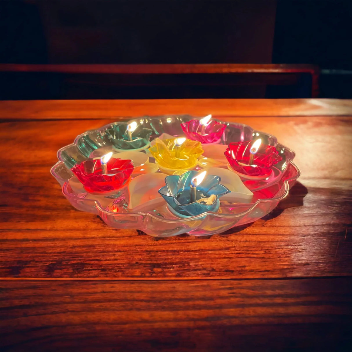 Floating Rangoli Diya Deepawali Oil Lamp Traditional Colourful Diyas with Wicks Batti Diwali Home Temple Decor Shadow Reflective Diyas - Christmas Thanksgiving Housewarming Return Gift - LoveNspire