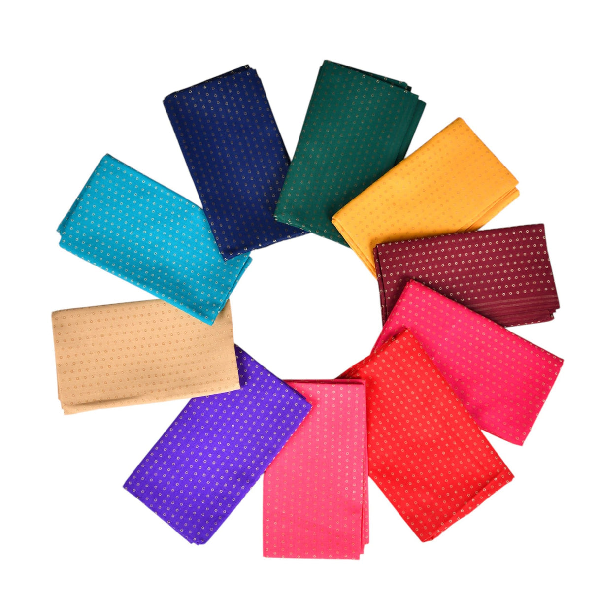 A collection of vibrant unstitched floral multicolor blouse pieces with subtle dotted patterns for saree and indian gifts