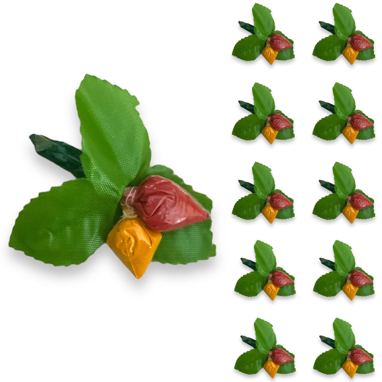 Haldi Kumkum Packets Bulk Strawberry Style Mini Packs Premium Sindoor and Turmeric Powder Combo - Hindu Thamboolam Set for Indian Wedding Havan Durga Puja Festive Essentials Return Gift - LoveNspire