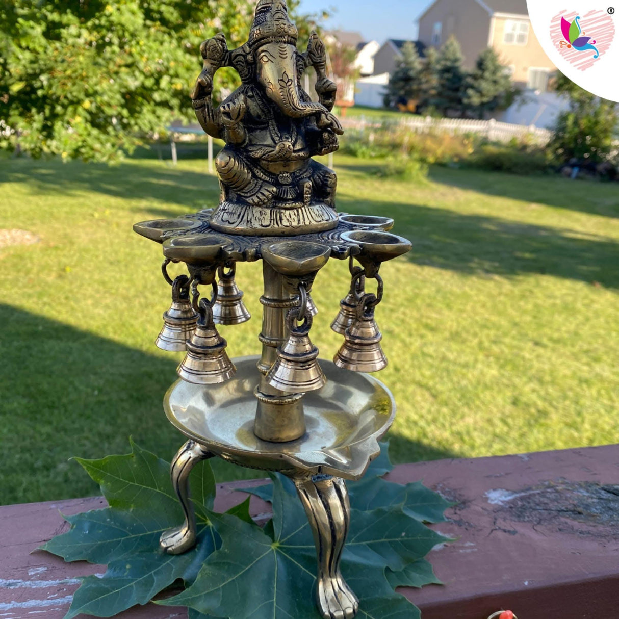 Ganesh Brass Oil Tall Diya, Diya for Home Decor, Samai Diya, Diwali Decor, Brass Oil Diya Lamp, Altar Temple Decor, Brass Oil Lamp, Kathu Vilakku, Pooja Diya - LoveNspire