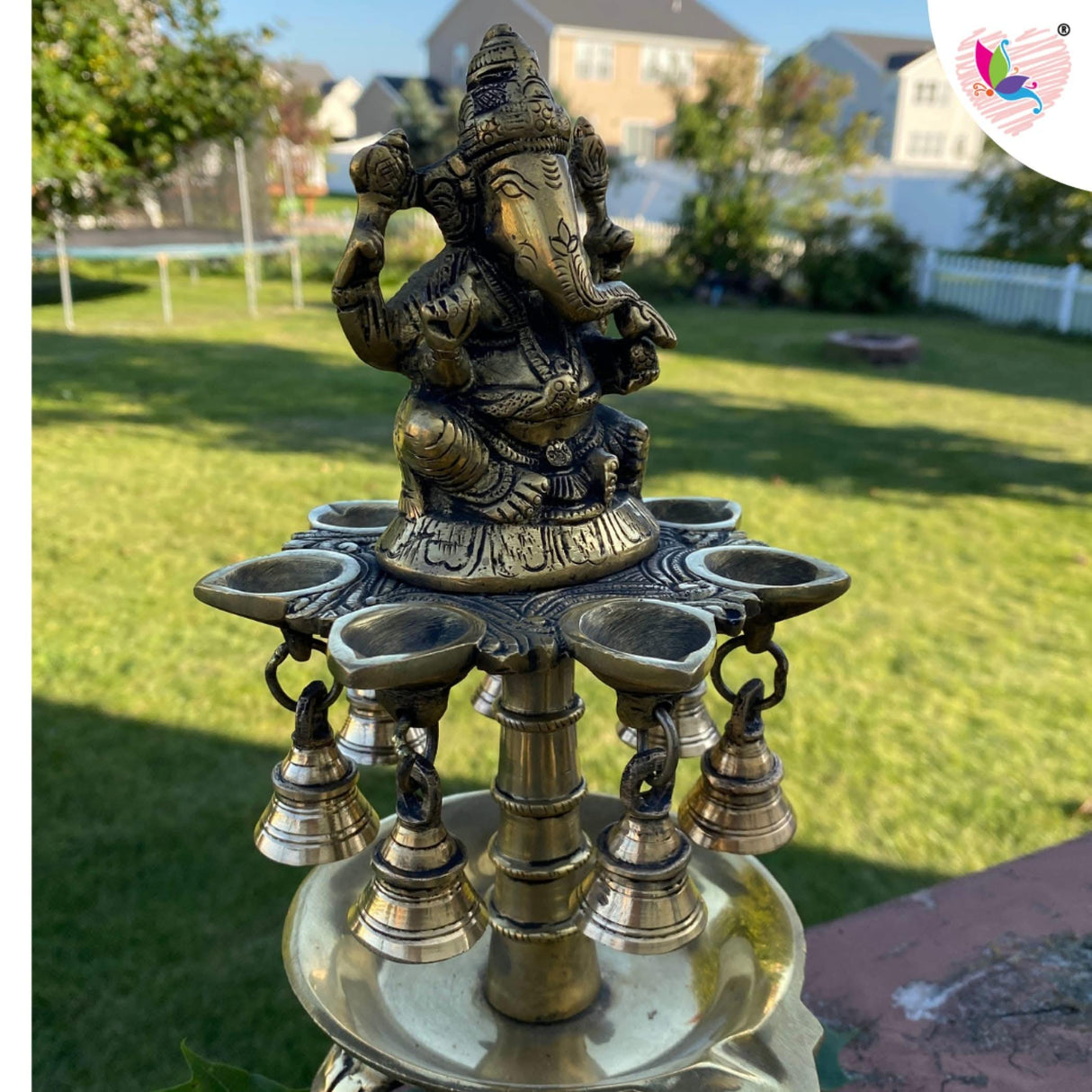 Ganesh Brass Oil Tall Diya, Diya for Home Decor, Samai Diya, Diwali Decor, Brass Oil Diya Lamp, Altar Temple Decor, Brass Oil Lamp, Kathu Vilakku, Pooja Diya - LoveNspire