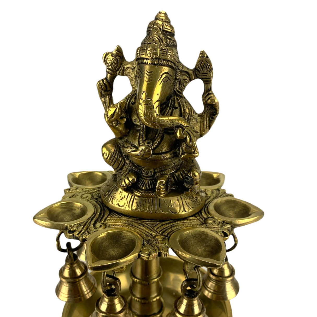 Ganesh Brass Oil Tall Diya, Diya for Home Decor, Samai Diya, Diwali Decor, Brass Oil Diya Lamp, Altar Temple Decor, Brass Oil Lamp, Kathu Vilakku, Pooja Diya - LoveNspire