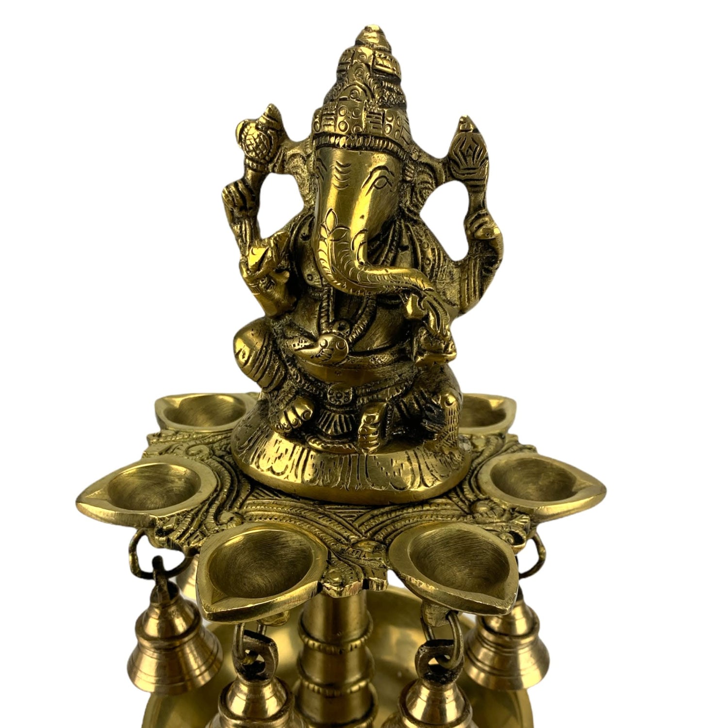 Ganesh Brass Oil Tall Diya, Diya for Home Decor, Samai Diya, Diwali Decor, Brass Oil Diya Lamp, Altar Temple Decor, Brass Oil Lamp, Kathu Vilakku, Pooja Diya - LoveNspire