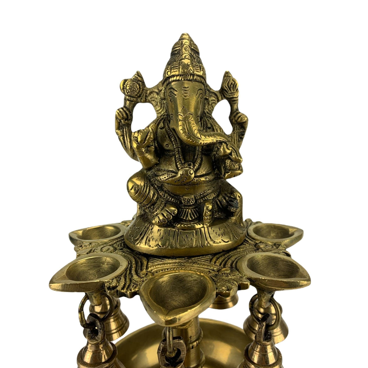 Ganesh Brass Oil Tall Diya, Diya for Home Decor, Samai Diya, Diwali Decor, Brass Oil Diya Lamp, Altar Temple Decor, Brass Oil Lamp, Kathu Vilakku, Pooja Diya - LoveNspire