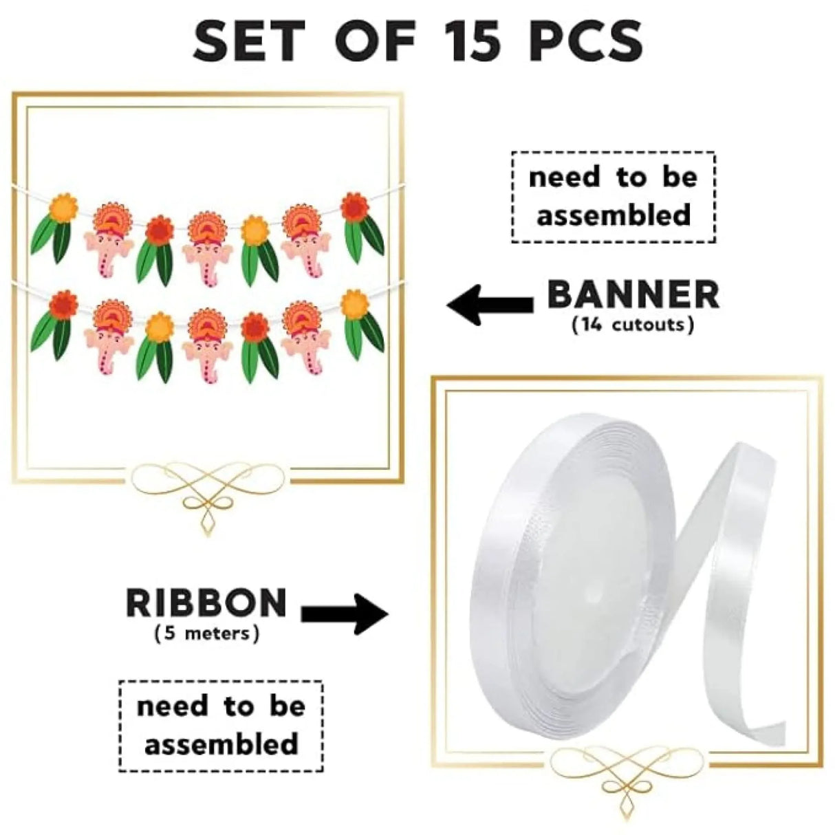 Ganesh Chathurti Banners Indian Festival Ganpati Bappa Morya Bunting Diy Home Temple Indoor Outdoor Decoration Bollywood Party Supplies Ganesha Puja Decor Ideas - LoveNspire