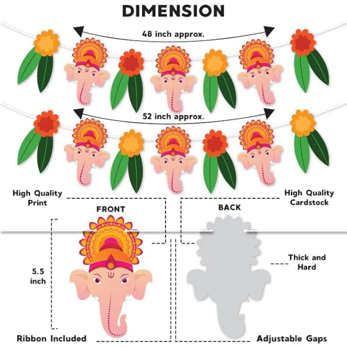 Ganesh Chathurti Banners Indian Festival Ganpati Bappa Morya Bunting Diy Home Temple Indoor Outdoor Decoration Bollywood Party Supplies Ganesha Puja Decor Ideas - LoveNspire