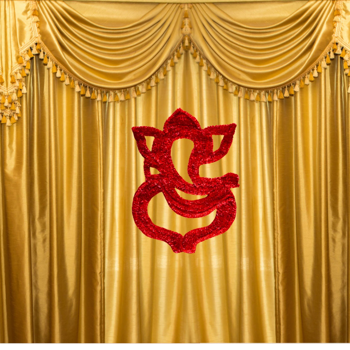 Flax Fur Yarn Wool Lord Ganesha Cutouts with Canvas Base - Indian Religious Ganapati Puja Backdrop Decoration Traditional Cutout for Ganesh Chaturthi Pooja Wedding Decor Housewarming Gift - LoveNspire