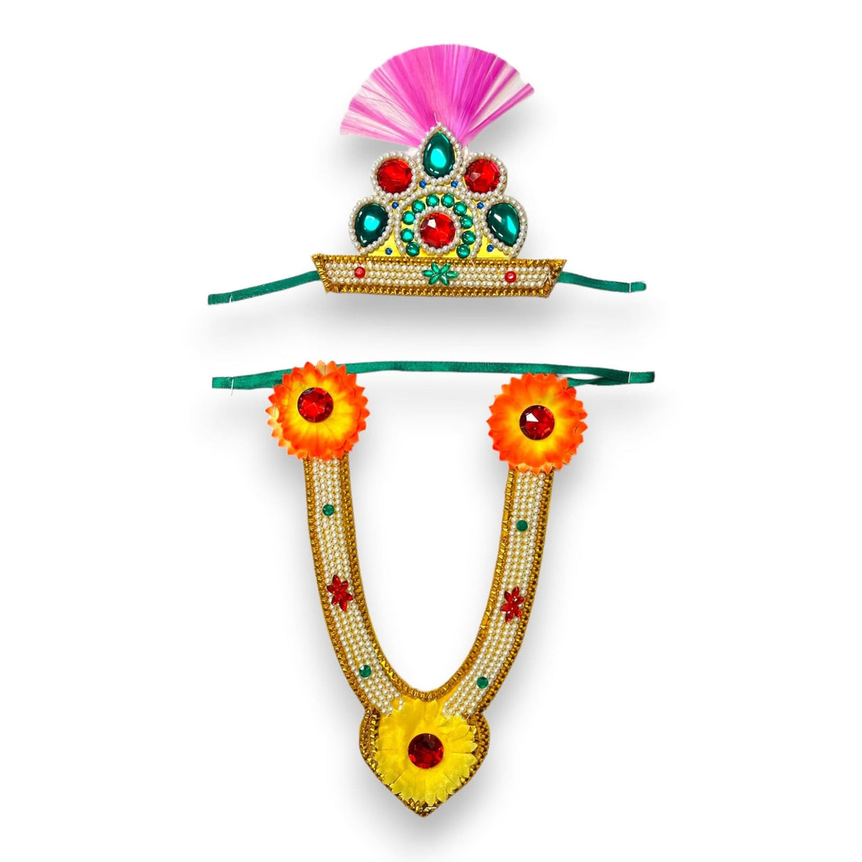 Jewelry Set for Janmashtami Ganesh Chaturthi Celebration Ganesha/krishna Leela Accessories Mukut Necklace - Makhan Chor Kanha Jewelry Set - LoveNspire