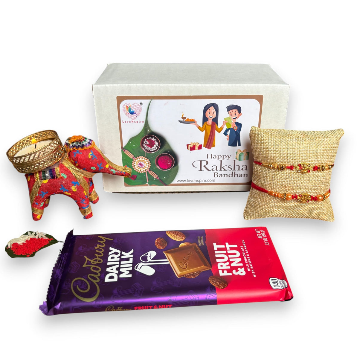 Rakhi Gift Hamper for Brother Bhabhi Raksha Bandhan Set of 2 Ganesha Bracelet Rakhis with Roli Chawal Rakhi Stickers Gift Box Bhaiya Sister In Law Traditional Rakhi Combo - LoveNspire
