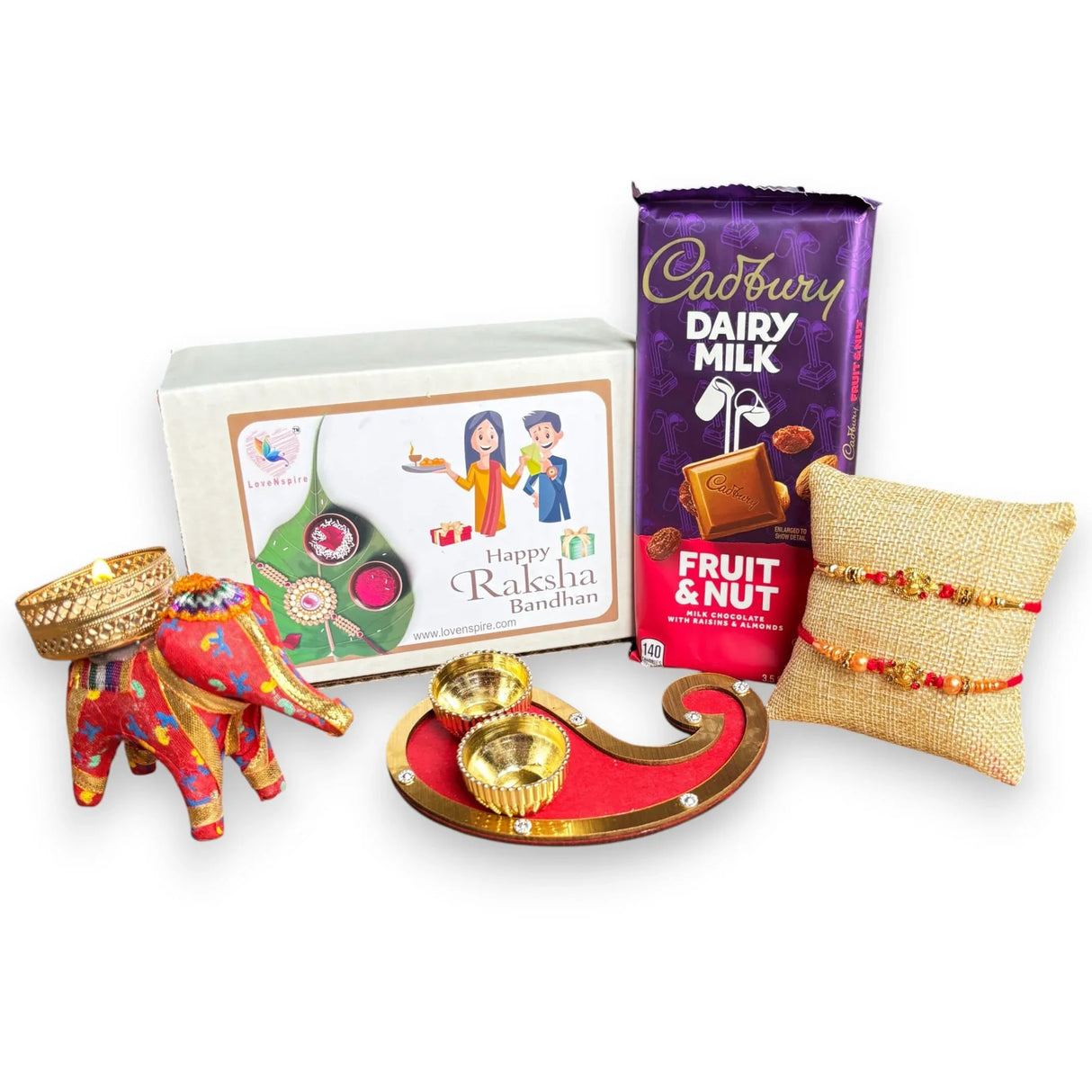 Rakhi Gift Hamper for Brother Bhabhi Raksha Bandhan Set of 2 Ganesha Bracelet Rakhis with Roli Chawal Rakhi Stickers Gift Box Bhaiya Sister In Law Traditional Rakhi Combo - LoveNspire