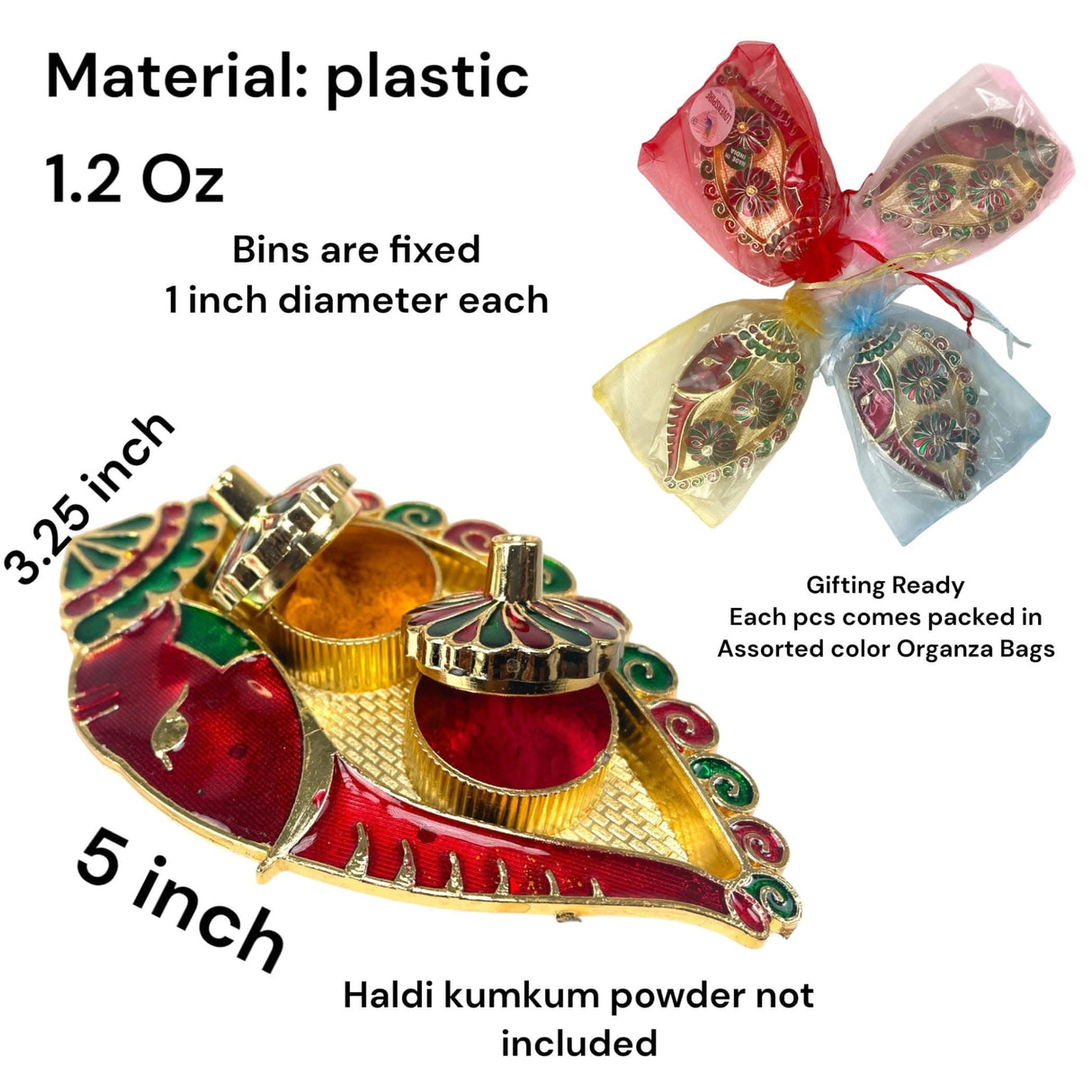 Bulk Ganesh Shankh Haldi Kumkum Holder Roli Chawal/rice Holder Indian Festival Rakhi Pooja Thali Pooja Return Gift Indian Housewarming Gifts Wedding Favor - LoveNspire