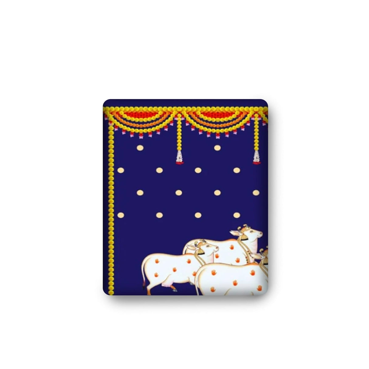 Ganesh with Cow Backdrop 5x8 Feet Indian Traditional Cloth Backdrop Ganesh Pooja Decor Indian Pooja Wall Decor Indian Wall Art Photo Decor Banner Decorative Pooja Cloth - LoveNspire