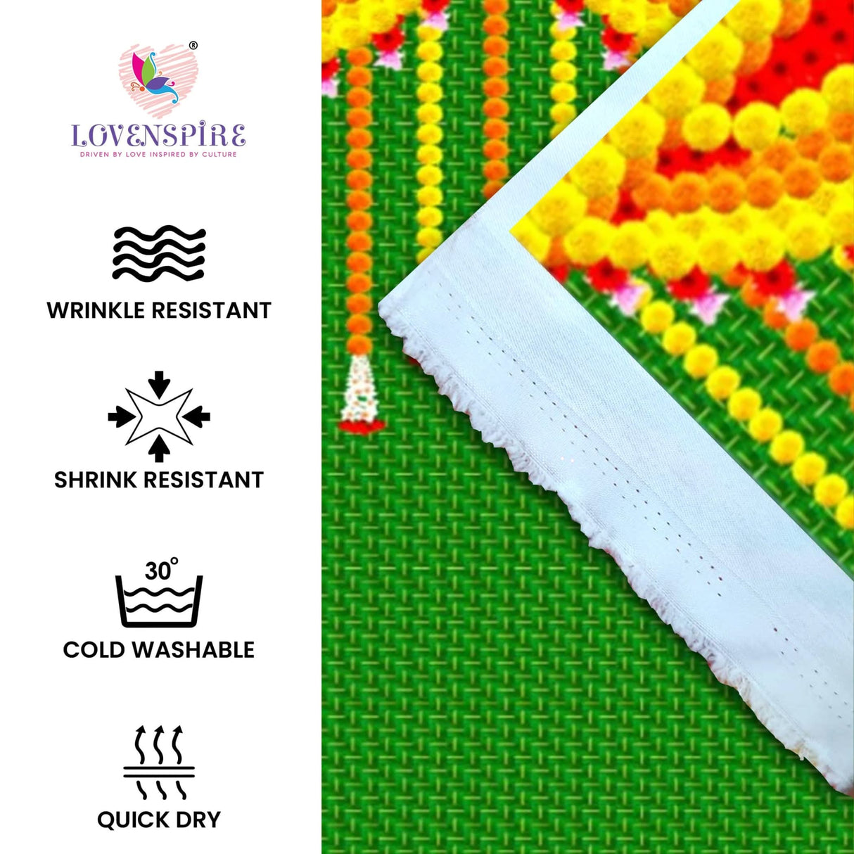 Ganesh with Marigold 5x8 Feet Backdrop Indian Traditional Cloth Ganesh Chaturthi Decor Indian Pooja Wall Decor Indian Wall Art Photo Decor Banner Decorative Pooja Cloth Wedding Favor - LoveNspire