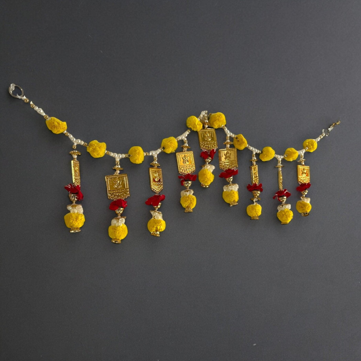 Door Toran Hanging Bandarwal for Home Pooja Decor Ganesha Beads Pompom Design Indian Vintage Traditional Main Door - Diwali Decoration Wedding Favor Housewarming Return Gift (36x5 Inches) - LoveNspire