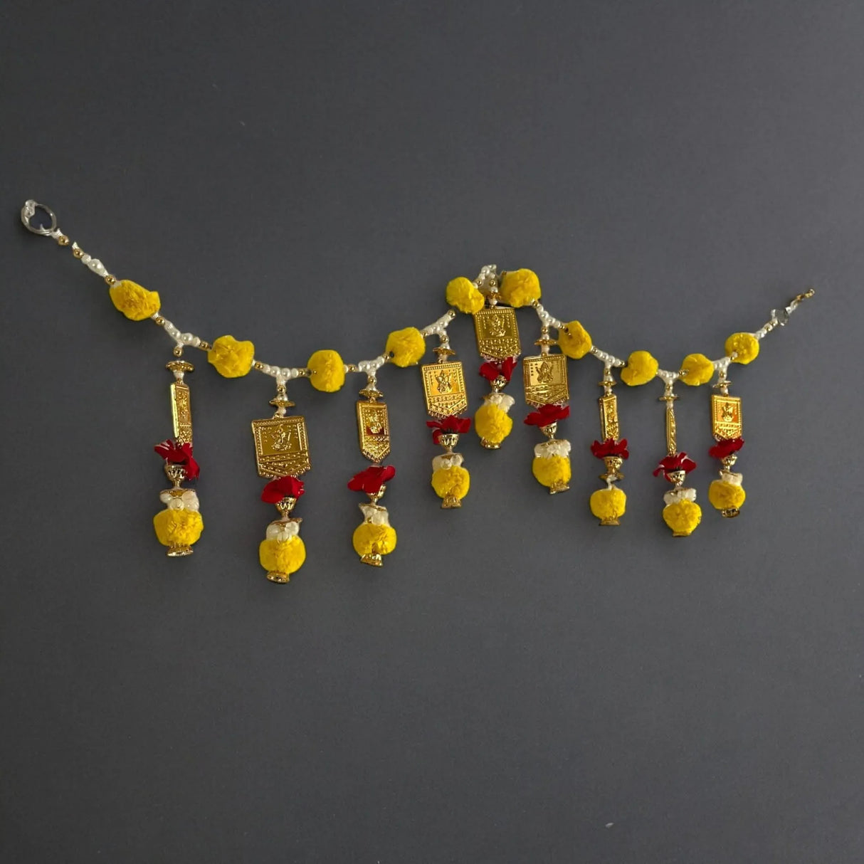 Door Toran Hanging Bandarwal for Home Pooja Decor Ganesha Beads Pompom Design Indian Vintage Traditional Main Door - Diwali Decoration Wedding Favor Housewarming Return Gift (36x5 Inches) - LoveNspire