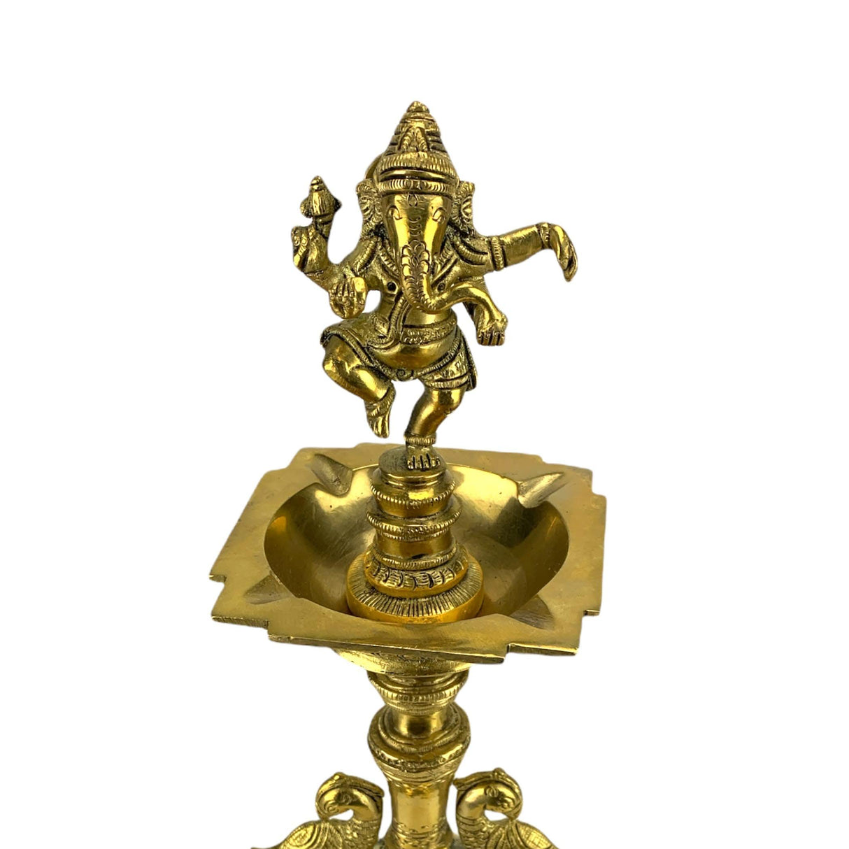 Ganesha Brass Oil Tall Diya, Samai Diya, Diwali Decor, Brass Oil Diya Lamp, Altar Temple Decor, Brass Oil Lamp, Diya for Home Decor, Kathu Vilakku, Kerela Diya, Pooja Diya - LoveNspire